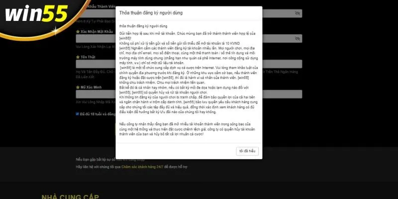 Điều kiện đăng ký Win55 chi tiết cho Newbie